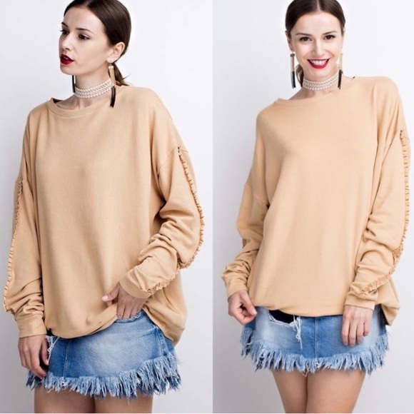 🏆HOST PICK🏆NEW☀️Butterscotch Ruffle Trim Sleeves - Picture 6 of 7